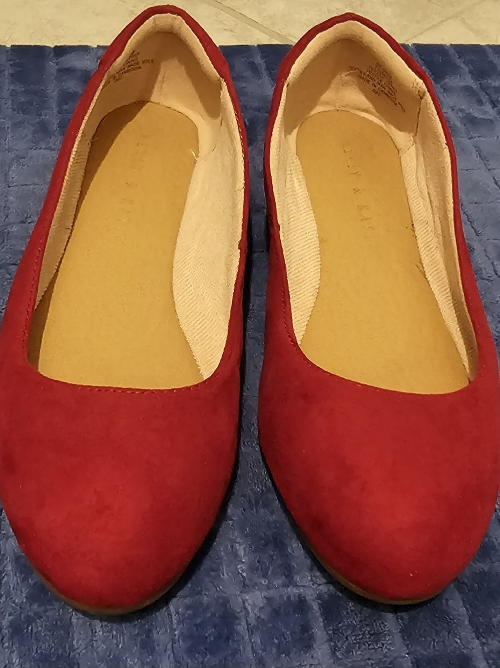 Kelly & Katie Red Suede Ballet Flats